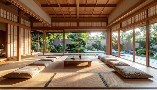 Japanese style room with garden view