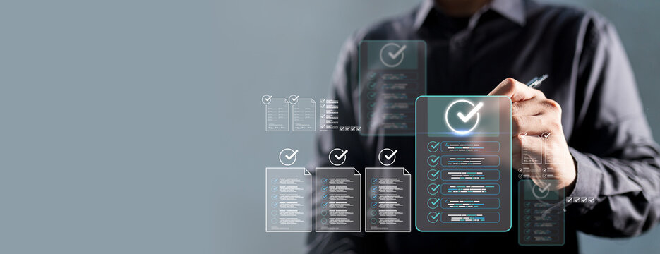 digital business workflow management ensures quality control compliance. automation system verify document approval standard certification client task review
