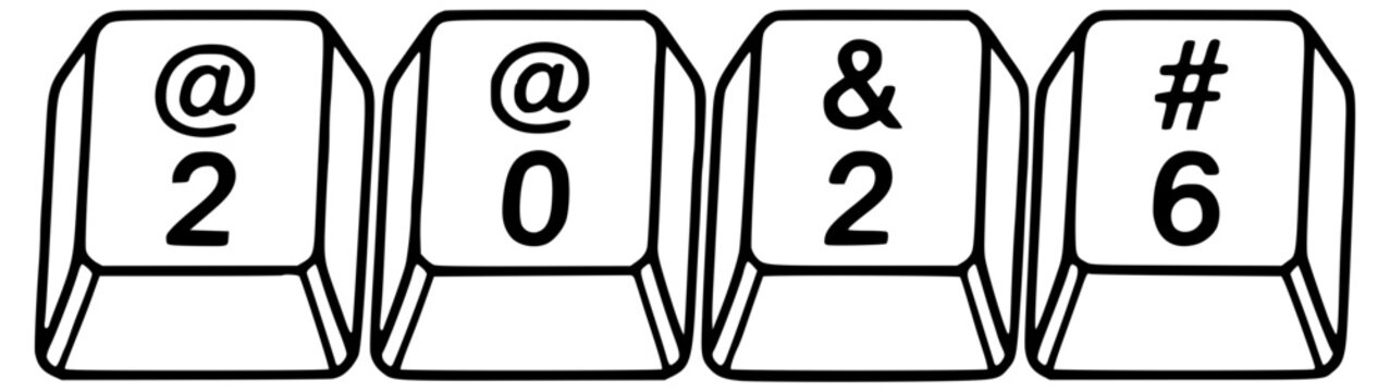Keyboard keys with symbols @ & # 2026