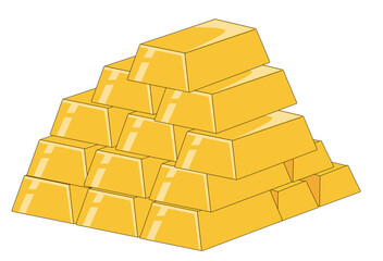 A large stack of shiny gold bars arranged in a pyramid formation, symbolizing wealth, investment, and precious metals. © Mila