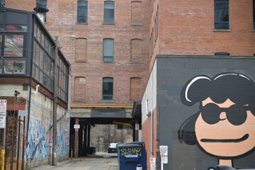 Naklejka premium abstract exterior and sign of DPRTMNT, a live music venue, located at 473 Adelaide St W, Toronto