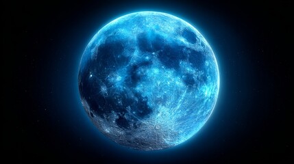 Fototapeta premium The moon, captured in a close-up against a dark night sky, reveals its detailed craters and luminous surface
