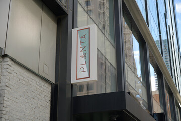Naklejka premium wall mounted projecting sign outside PLANTA, a vegan restaurant, located at 1221 Bay St, Toronto