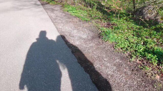 Shadows of two people walking