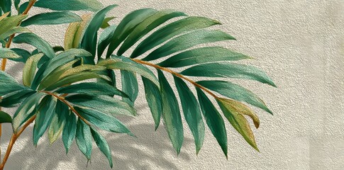 Abstract Palm Sunday scene with watercolor leaves, suitable for greeting card design and seasonal décor