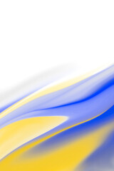Obraz premium Abstract background featuring fluid blue and yellow liquid waves with soft blurred gradients. Modern flowing silk curves on white backdrop, ideal for corporate identity, creative tech, or artistic 