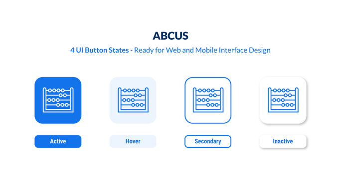 abcus UI button states set. Outline icon kit from education collection. Thin linear abcus, business, classic editable vector. Line vector abcus sign for web and mobile interface