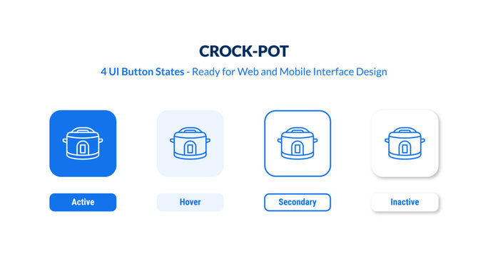 crock-pot UI button states set. Outline icon kit from electronic devices collection. Thin linear crock-pot, pot, kitchen editable vector. Line vector crock-pot sign for web and mobile interface