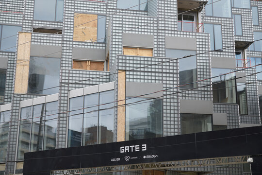 King Toronto: a 489 King St W landmark by Bjarke Ingels Group (BIG) - under construction - geometric hedonistic modernism in a pixelated mountain form