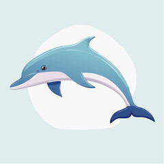 Obraz premium Dolphin swimming in a light blue background while playing in the water during daytime