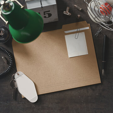 Top secret investigation file folder mockup. 3D rendering