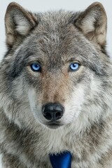 Obraz premium A fashionable wolf in a suit, isolated on a white background, merging elegance with wildness