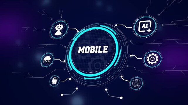 Innovative mobile interface visualization focusing on high speed portable data processing and intelligent hardware integration for tech ads