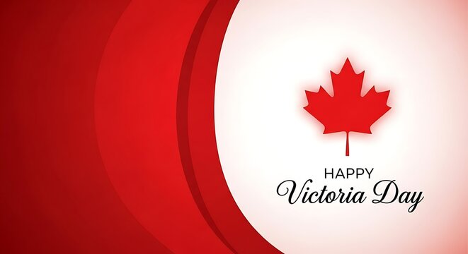 Happy victoria day canada celebration with maple leaf flag
