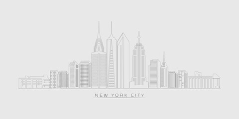 Obraz premium New York City skyline outline with modern Manhattan skyscraper architecture