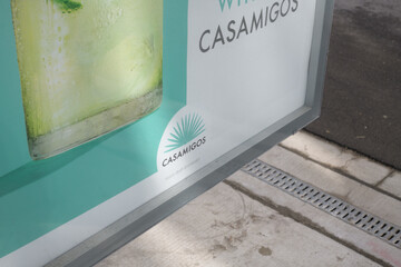 Naklejka premium close-up of a street poster for Casamigos a premium tequila brand in Toronto