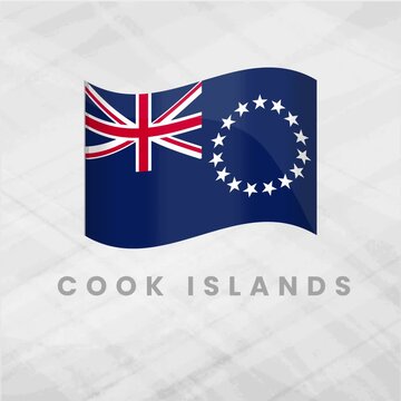 Cook Islands Flag Waving 3D Vector; Blue Ensign with Fifteen White Stars in a Circle Illustration
