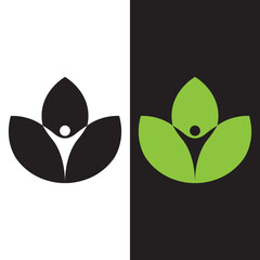 Human Figure With Leaf Growth Wellness Logo