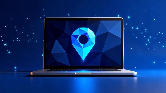 Laptop with location pin on screen