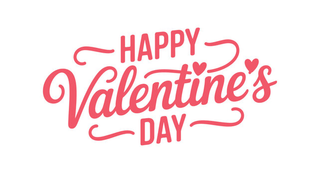 Happy valentine s day lettering with hearts on a white background