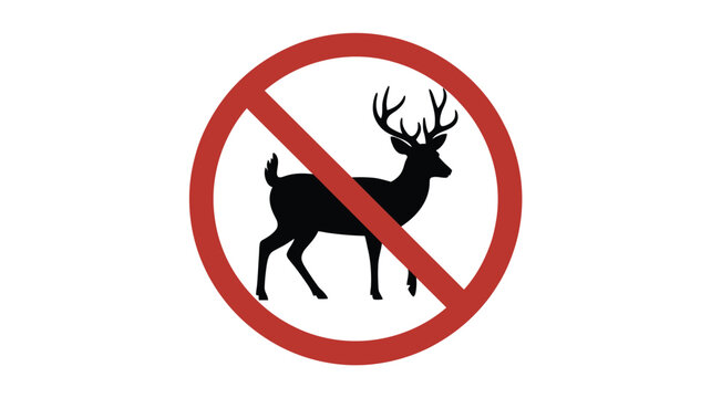No deer allowed A red prohibition sign with a stag silhouette