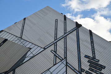 Naklejka premium detail of The Michael Lee-Chin Crystal at the Royal Ontario Museum, designed by Daniel Libeskind (Studio Libeskind), in deconstructivism style, 100 Queens Park (Bloor St W), Toronto