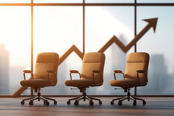 Obraz premium Upward Arrow Made From Office Chairs