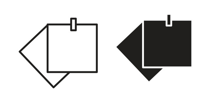 Sticky note icon silhouette design. Editable stroke outline icon on white background
