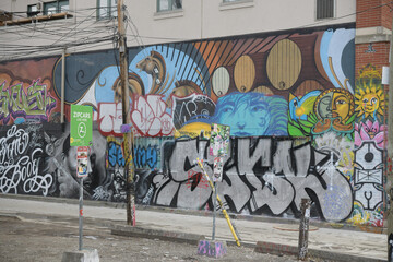 Naklejka premium Zipcar sign outside back of 535 Queen St W, Toronto (near Augusta and Graffiti Alley)