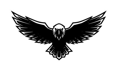 Obraz premium Modern eagle mascot logo vector with bold wings spread aggressive bird emblem design isolated on white