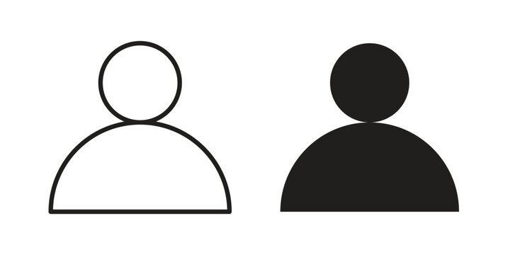 User icon silhouette design. Editable stroke outline icon on white background