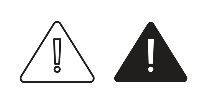 Warning triangle icon silhouette design. Editable stroke outline icon on white background