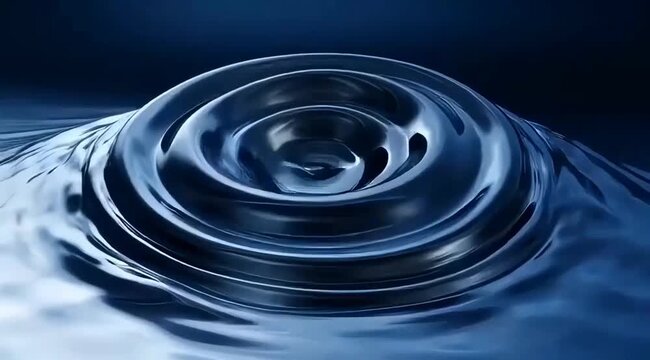 Abstract blue fluid vortex with concentric ripple patterns