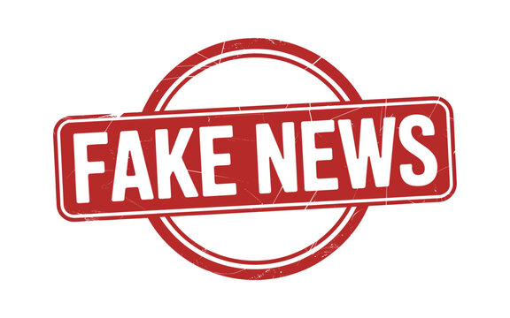 Red stamp with the words fake news isolated on a white background