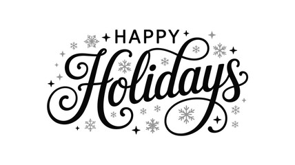 Festive holiday greeting with elegant calligraphy and sparkling snowflake accents © Md