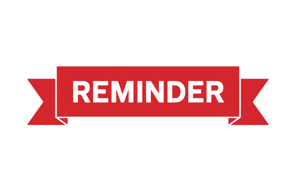 A red ribbon banner displays the word reminder in white lettering