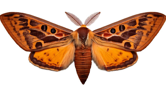 Isolated colourful patterned moth on display