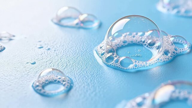 Bubbles on a blue surface
