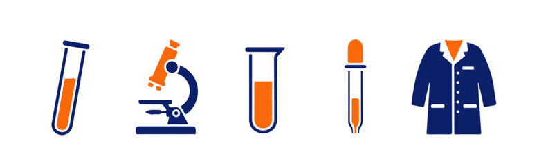 Naklejka premium Laboratory Science and Medical Research Icons Collection