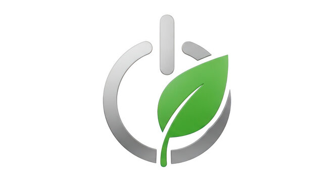A green leaf on a power button