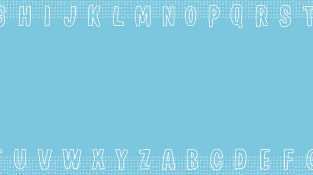 Alphabet border with hand drawn letters loop - blue