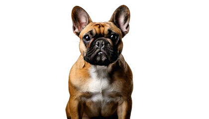 Fototapeta premium Isolated French Bulldog portrait with erect ears, looking straight ahead at the viewe 
