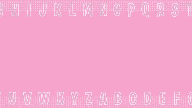 Alphabet border with hand drawn letters loop - pink