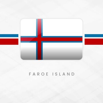 Faroe Islands Flag Button Animation: 3D Glossy Merkid National Symbol with Text Label