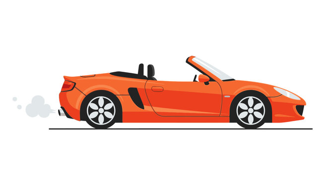 Orange sports car roadster profile view vector illustration