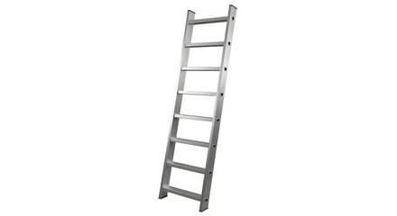 A silver metal ladder stands alone against a black background © Romeryo