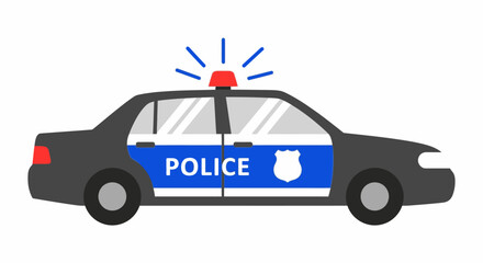 Police car profile illustration with active siren isolated © Angela