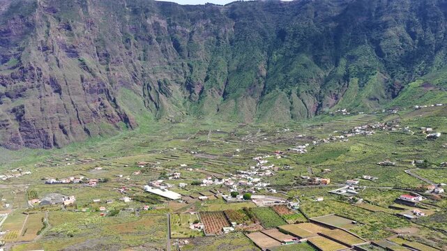 Aerial View Cows Grazing El Hierro Highlands Springtime Cheese Production Canary Islands