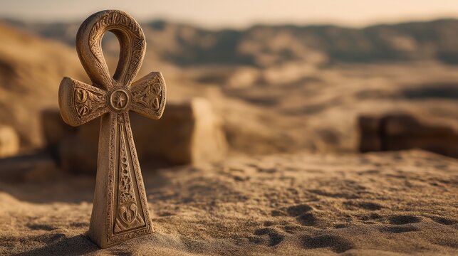 Ancient Symbol on Desert Landscape Background