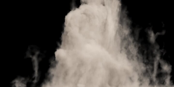 A cinematic dust storm sweeps across the barren landscape, creating an eerie and atmospheric scene. The swirling golden-brown particles drift through the air, evoking a sense of mystery and desolation
